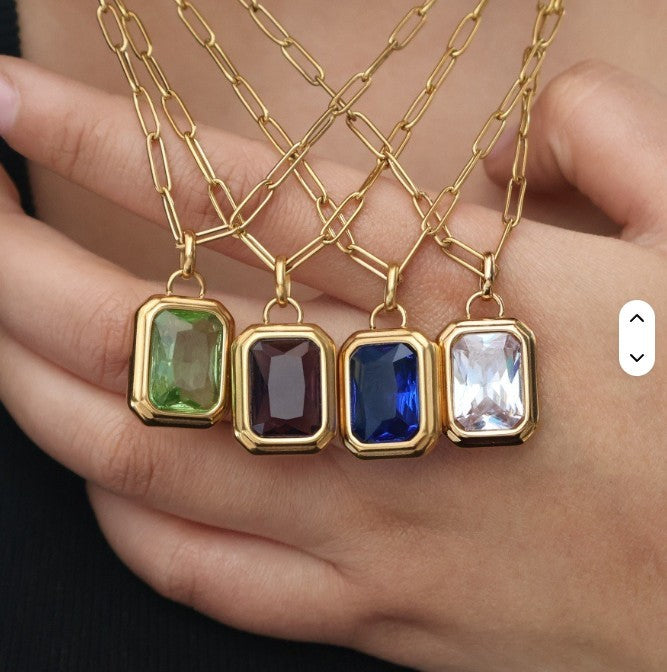 18K STAINLESS STEEL TARNISH FREE SQUARE NECKLACE | 40NK9653