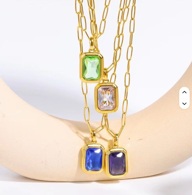 18K STAINLESS STEEL TARNISH FREE SQUARE NECKLACE | 40NK9653