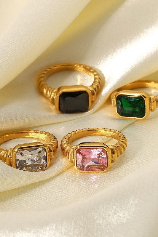 18K STAINLESS STEEL TARNISH FREE RHINESTONE RINGS | 40R135