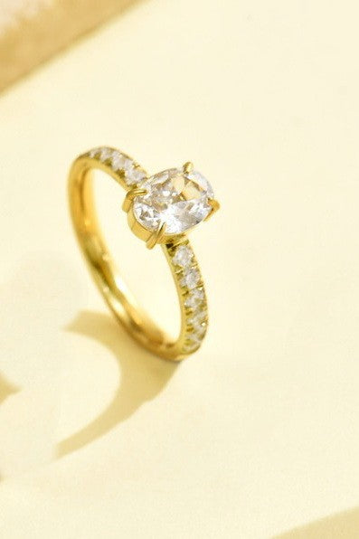 18K STAINLESS STEEL TARNISH FREE RHINESTONE RINGS | 40R136