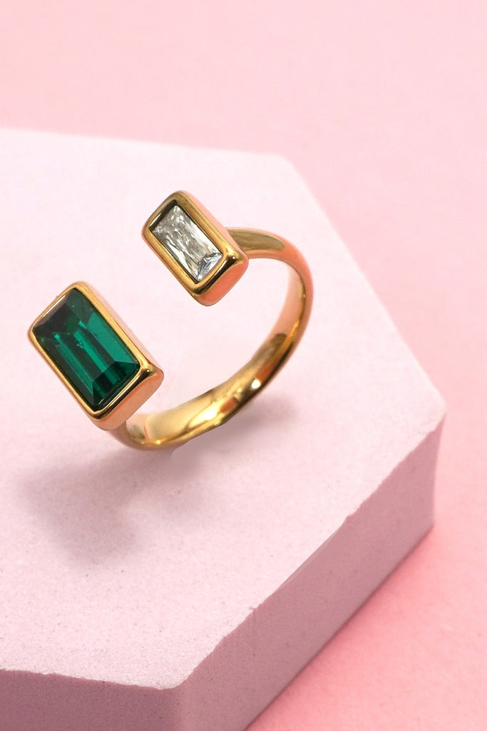 18K STAINLESS STEEL TARNISH FREE RHINESTONE RINGS | 40R137