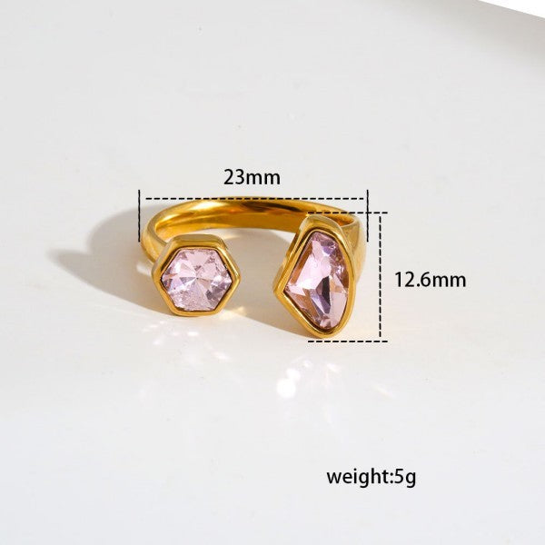 18K STAINLESS STEEL TARNISH FREE RHINESTONE RINGS | 40R137