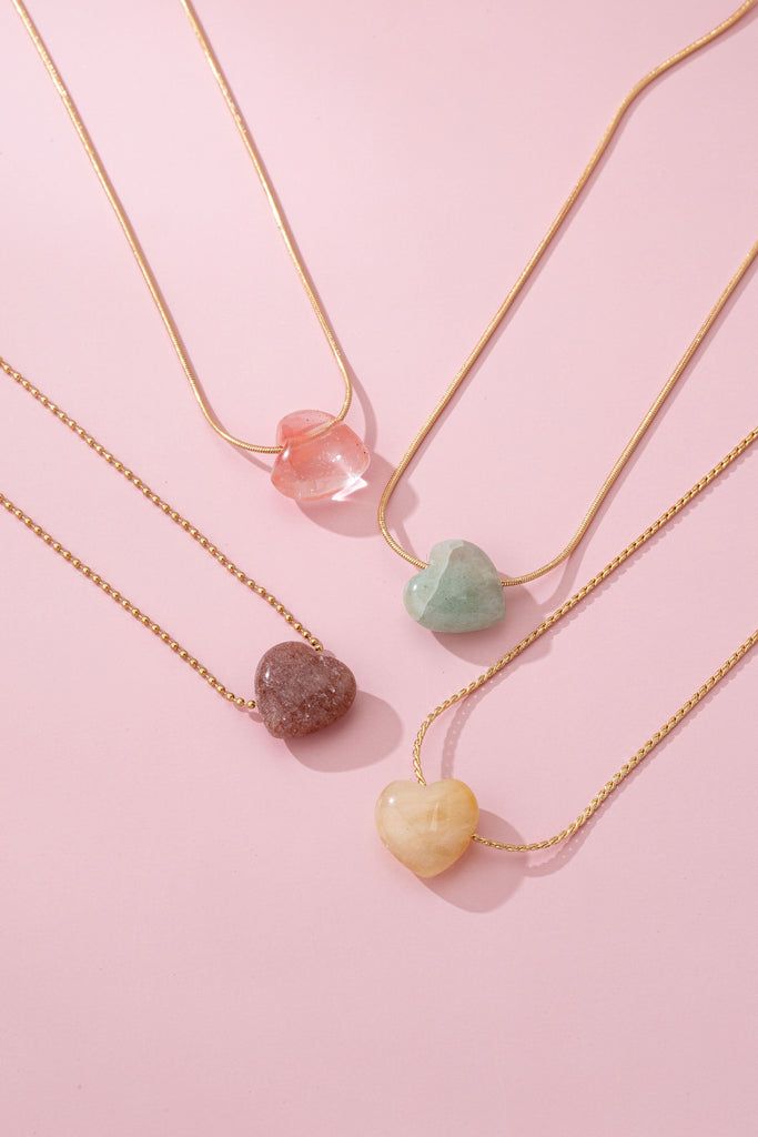 NATURAL STONE SEMI PRECIOUS HEART NECKLACE | 80N92675