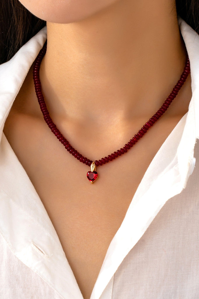 NATURAL SEMI PRECIOUS STONE BEADED CHARM NECKLACE | 80N92658