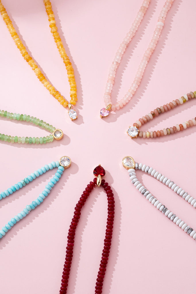 NATURAL SEMI PRECIOUS STONE BEADED CHARM NECKLACE | 80N92658