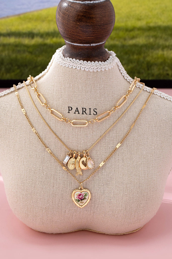 Porcelain Heart Multi Charm Pendant Necklace | 80N92663