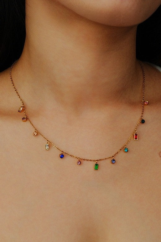Rainbow Stone Dangle Necklace | 40NK9657
