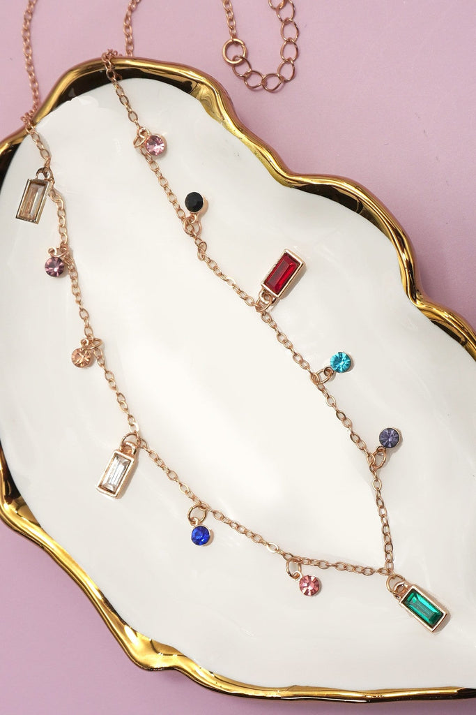 Rainbow Stone Dangle Necklace | 40NK9657