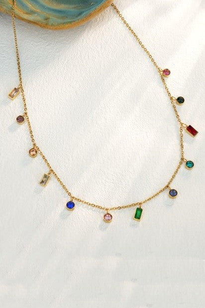 Rainbow Stone Dangle Necklace | 40NK9657