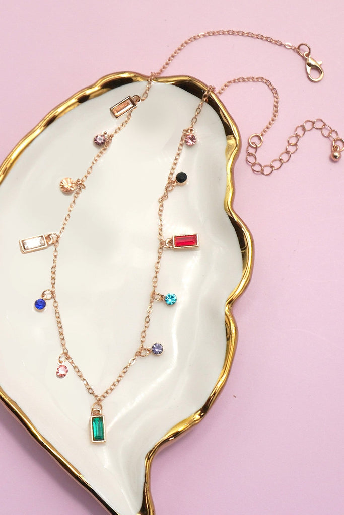 Rainbow Stone Dangle Necklace | 40NK9657