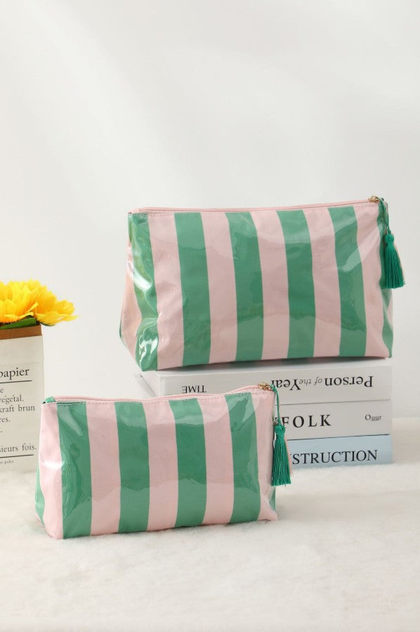TRAVEL STRIPE COSMETIC MAKEUP POUCH BAG | 40P594