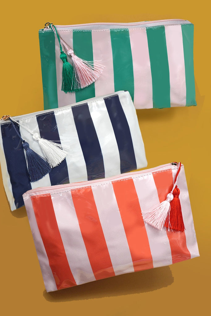 TRAVEL STRIPE COSMETIC MAKEUP POUCH BAG | 40P594