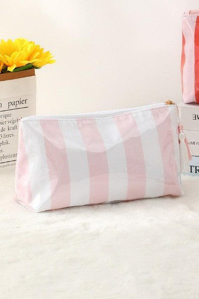TRAVEL STRIPE COSMETIC MAKEUP POUCH BAG | 40P594