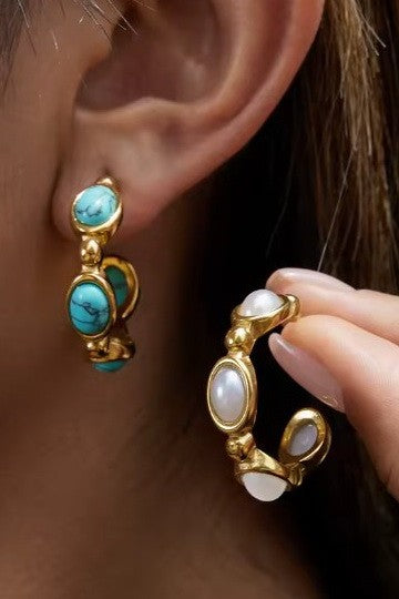 18K STAINLESS STEEL WATERPROOF TARNISH FREE HOOPS | 40E462