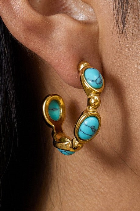 18K STAINLESS STEEL WATERPROOF TARNISH FREE HOOPS | 40E462