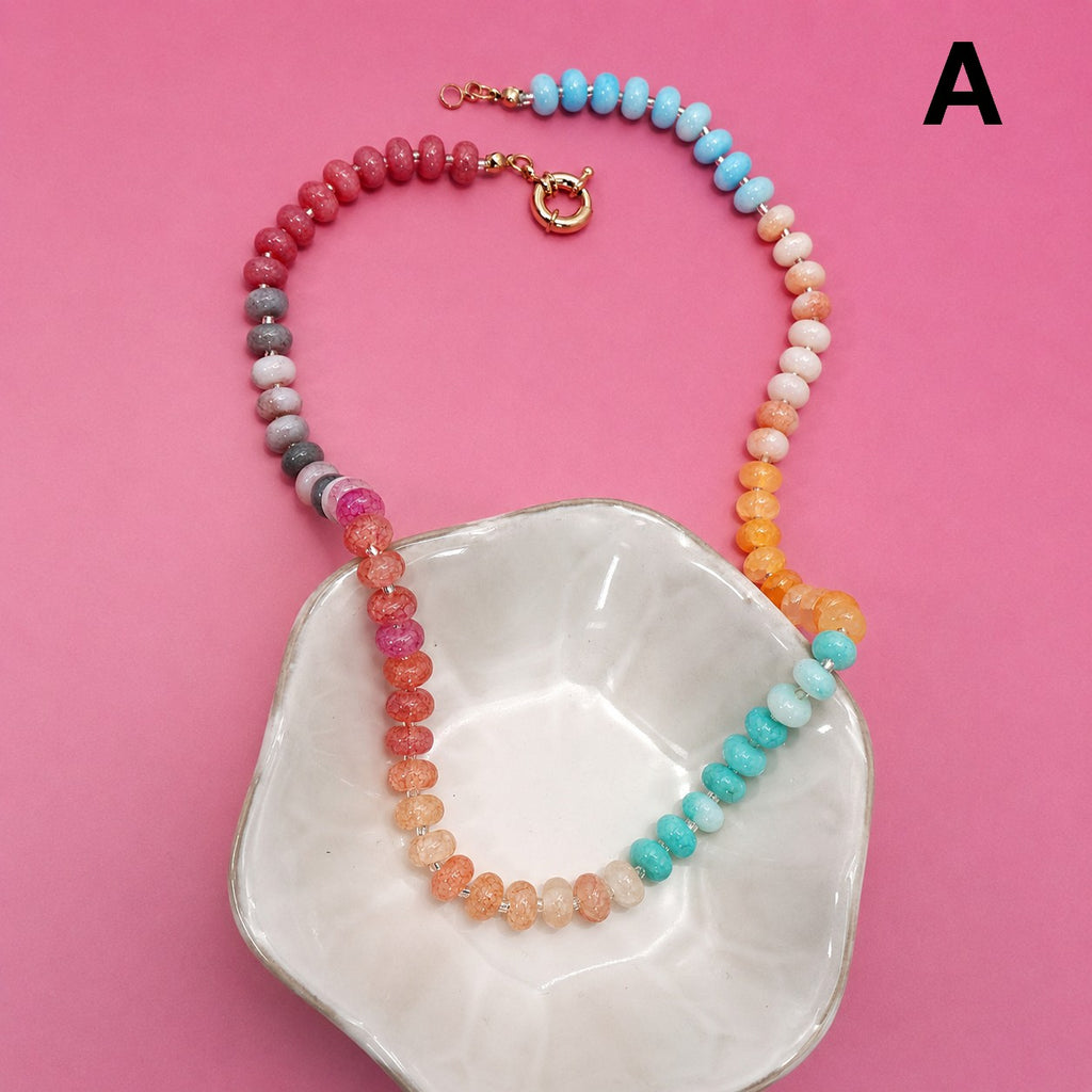 Natural Stone Semi-Precious Glass Mixed Necklace | 40NK9659