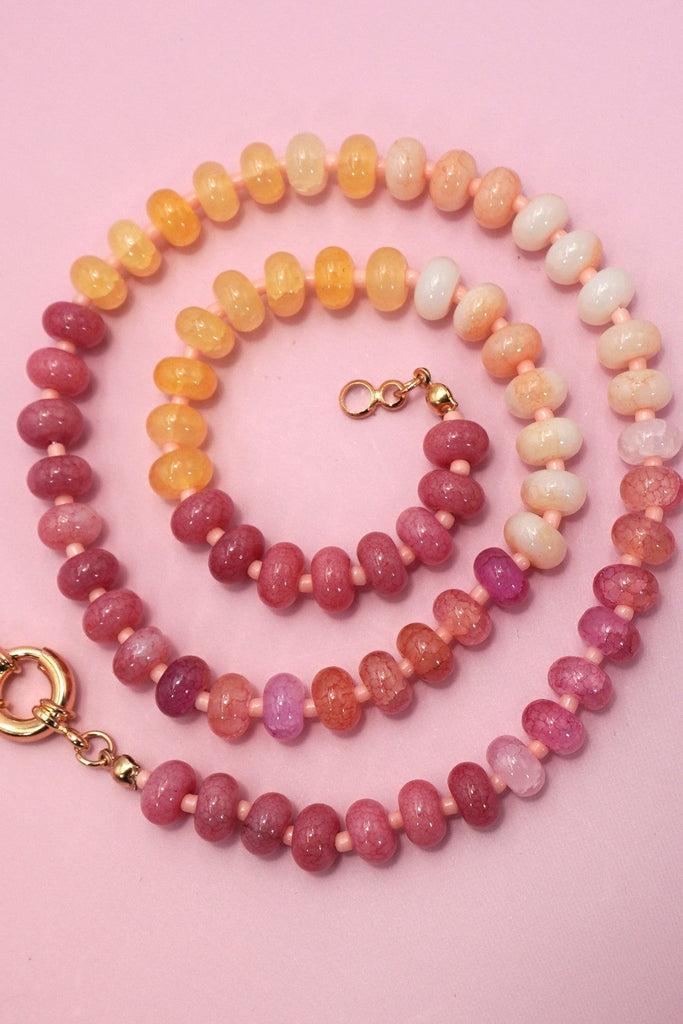 Natural Stone Semi-Precious Glass Mixed Necklace | 40NK9659