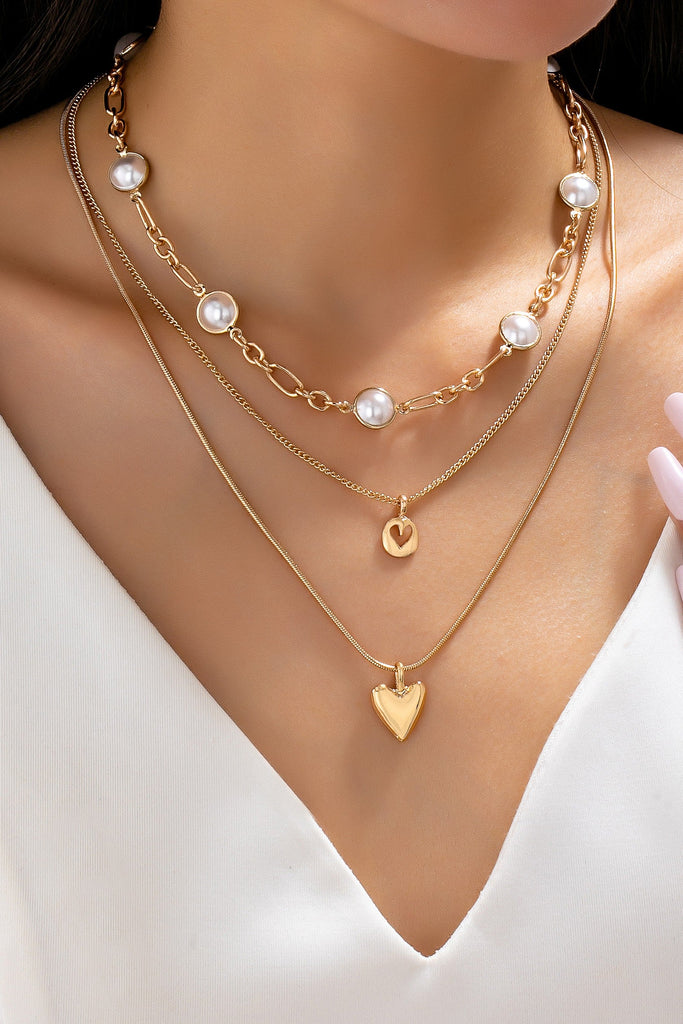 Multi Layered Pearl & Heart Necklace | 80N92694