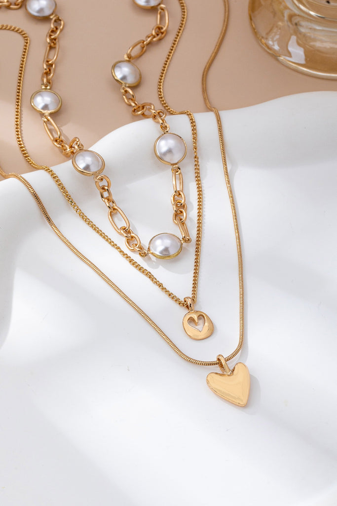 Multi Layered Pearl & Heart Necklace | 80N92694