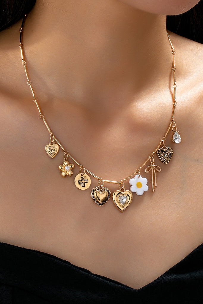 CHARM NECKLACE-HEART BOW FLOWER CROSS CHARM | 80N92692