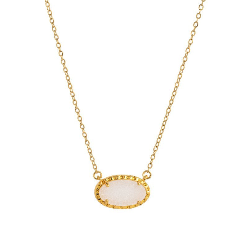 OVAL GEMSTONE CHARM PENDANT NECKLACE | 40NK9661
