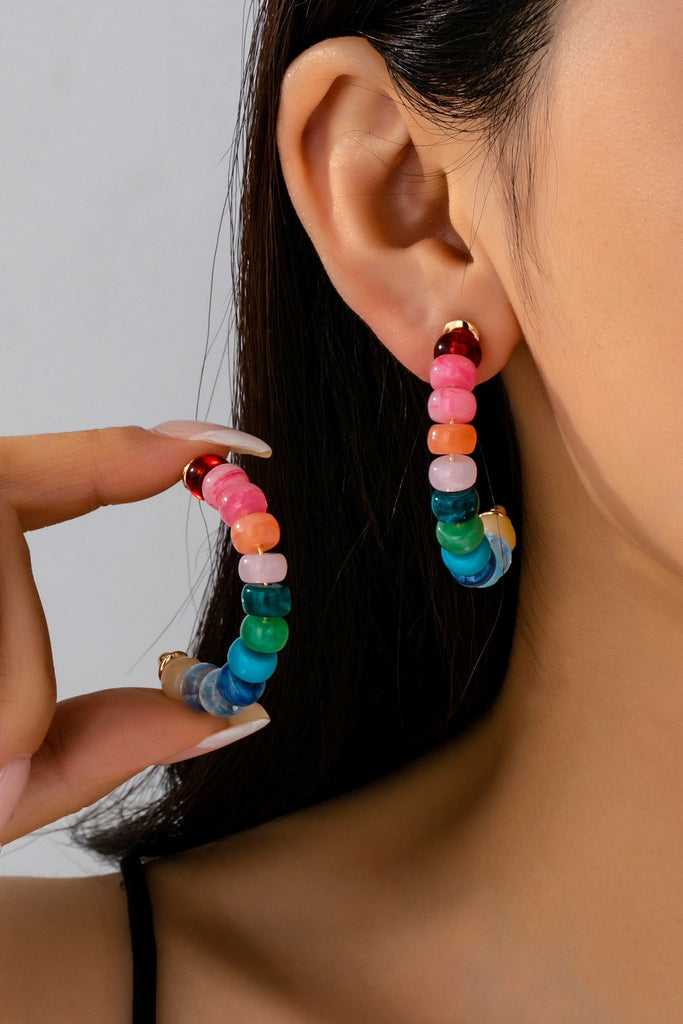 Rainbow Beaded Hoop Earrings | 80E61634