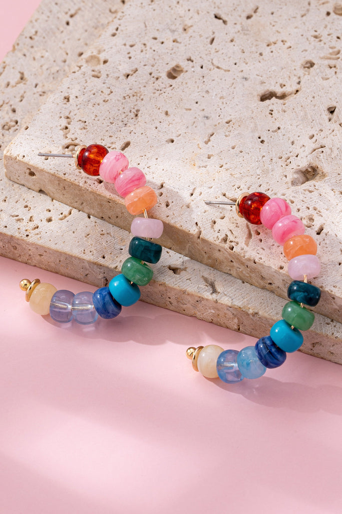 Rainbow Beaded Hoop Earrings | 80E61634