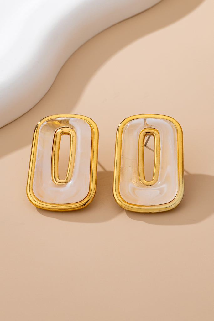 Enamel Rectangle Cutout Stud Earrings Set | 80E61642