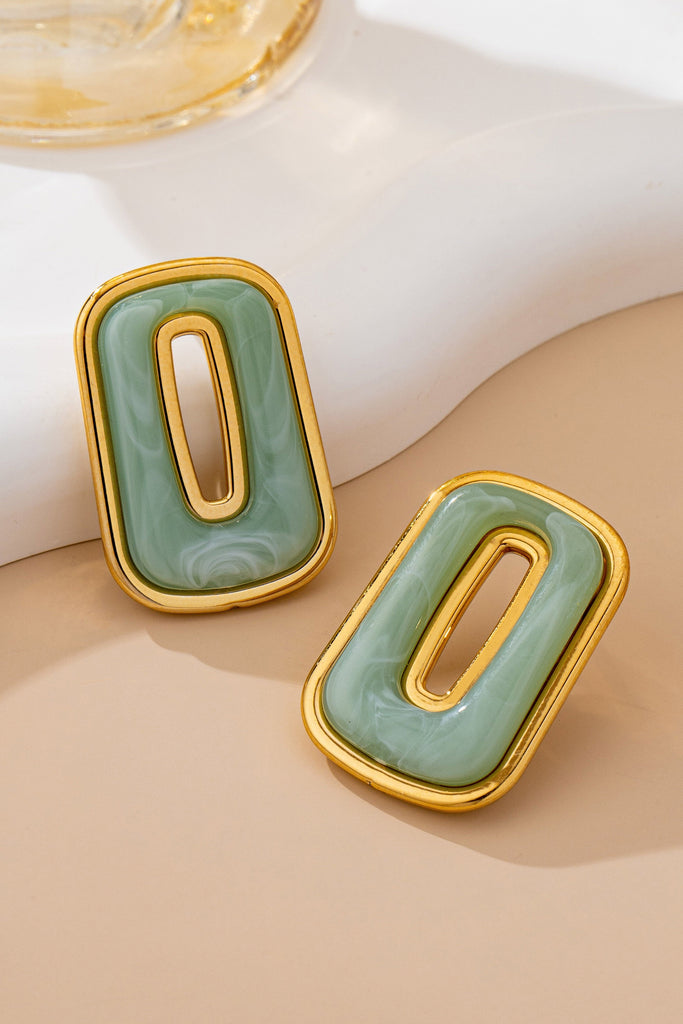 Enamel Rectangle Cutout Stud Earrings Set | 80E61642