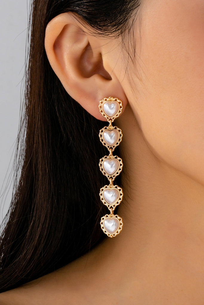 Pearl Heart Cascade Drop Earrings | 80E61658