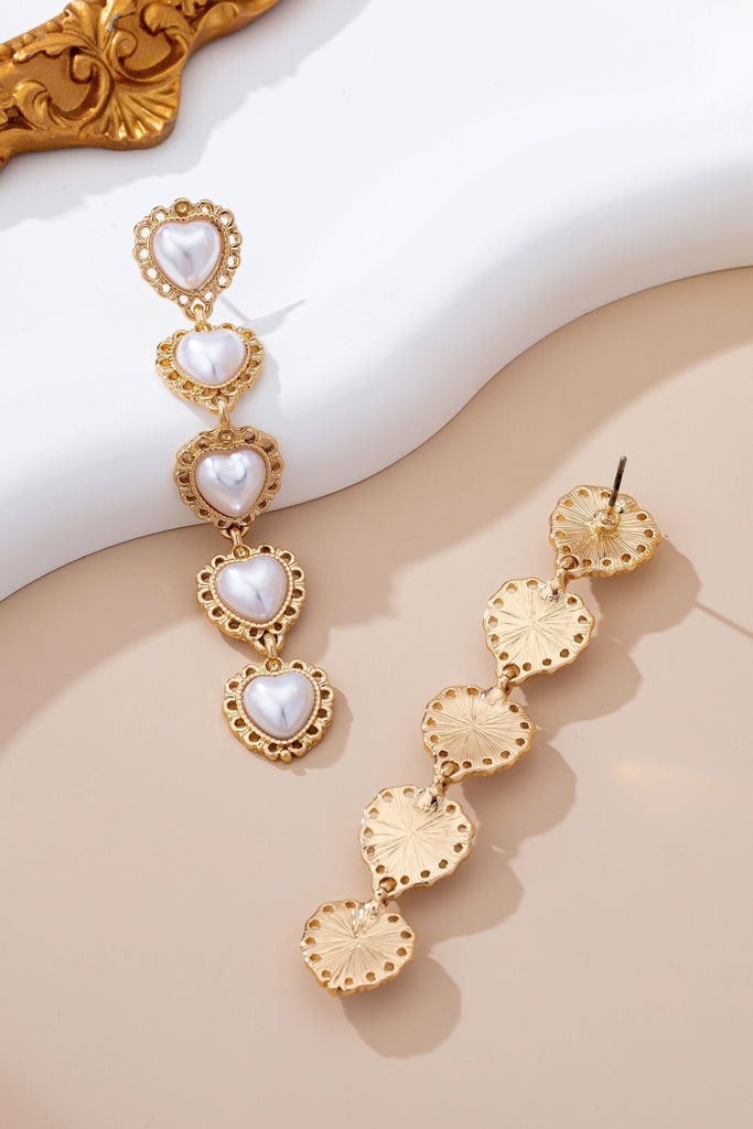 Pearl Heart Cascade Drop Earrings | 80E61658