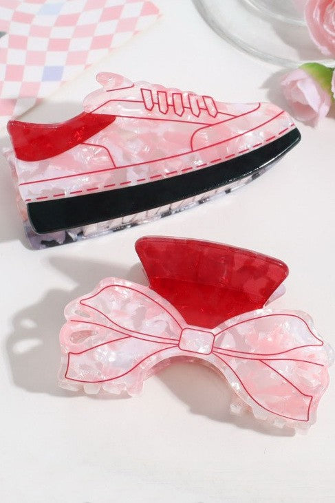 Acetate novelty shoe bow Hair Claw Set | 40H1037