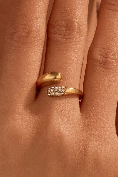 18K STAINLESS STEEL TARNISH FREE RHINESTONE RING | 40R144