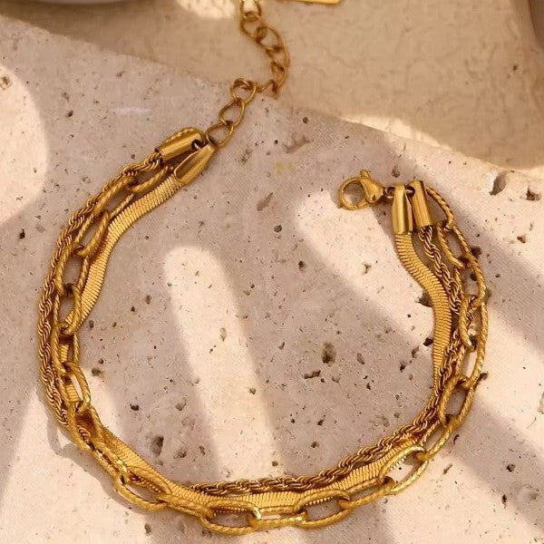 18K STAINLESS STEEL TARNISH FREE LAYERED BRACELET | 40B5225