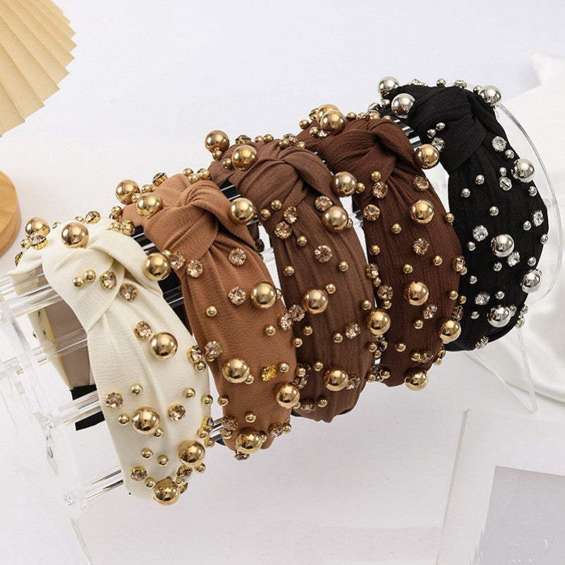 Multi Gold Ball Rhinestone Knot Headband | 40HB191