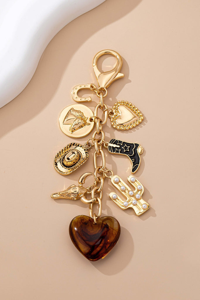 WESTERN HEART CROSS HAT BOOT HEART BAG CHARM | 80K096