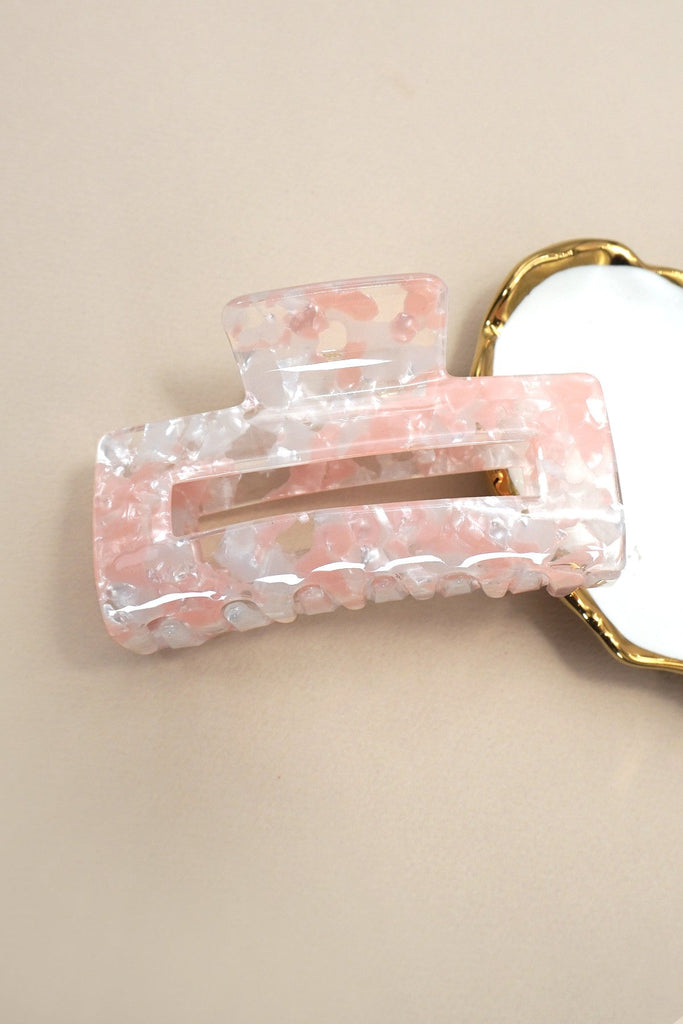 Marbled Acetate Rectangle Hair Claw Clips | 40H1041