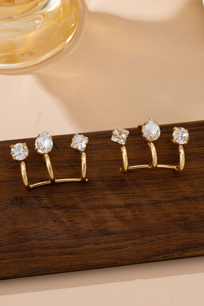 Gold-Tone Double Crystal Ear Jacket Earrings | 80E61706