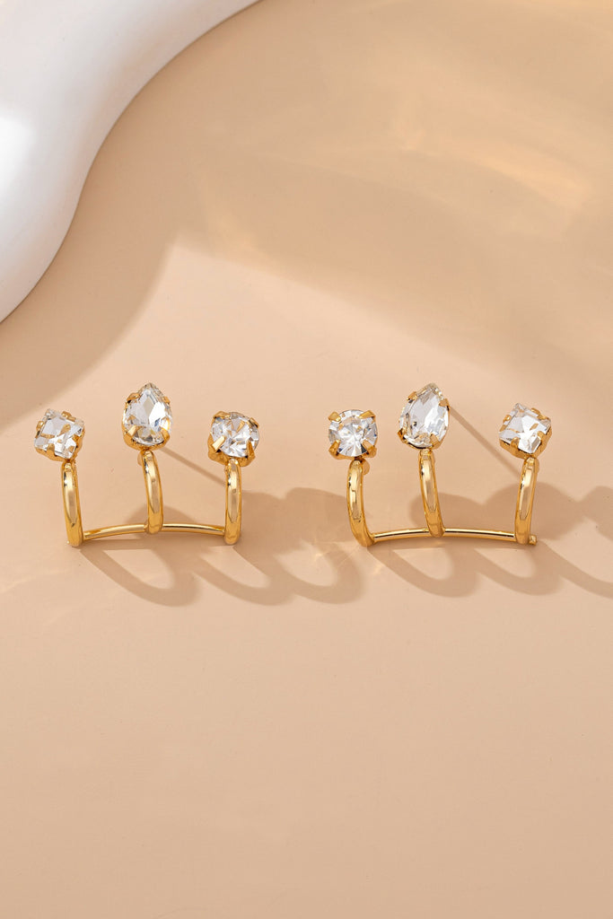Gold-Tone Double Crystal Ear Jacket Earrings | 80E61706