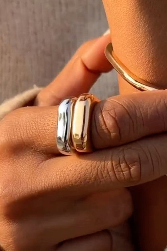 18K STAINLESS STEEL TARNISH FREE GEOMETRIC RINGS | 40R147