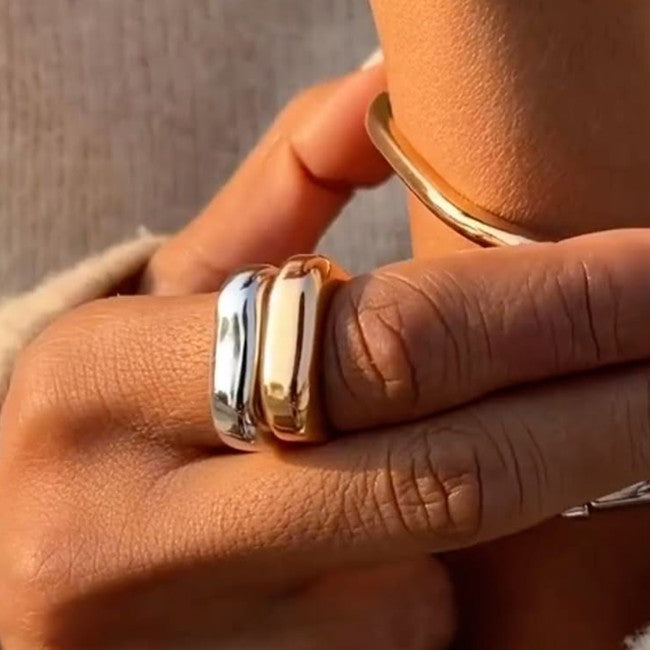 18K STAINLESS STEEL TARNISH FREE GEOMETRIC RINGS | 40R147