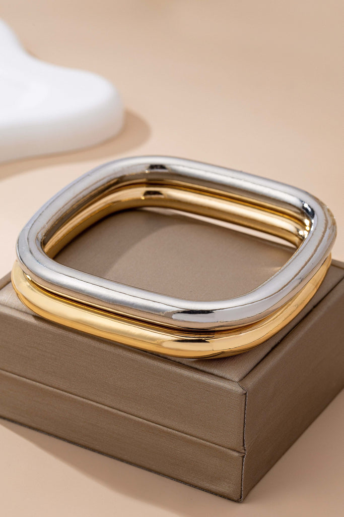 Two-Tone Chunky Tube Bangle Set | 80B1600