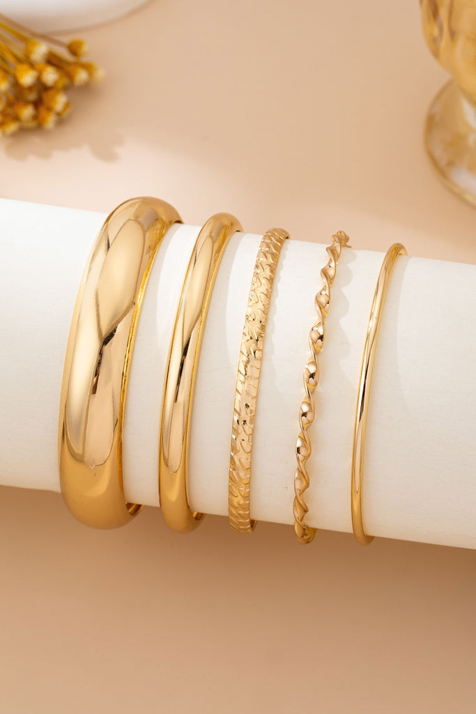 Gold Textured Bangle Stack Set | 80B1601