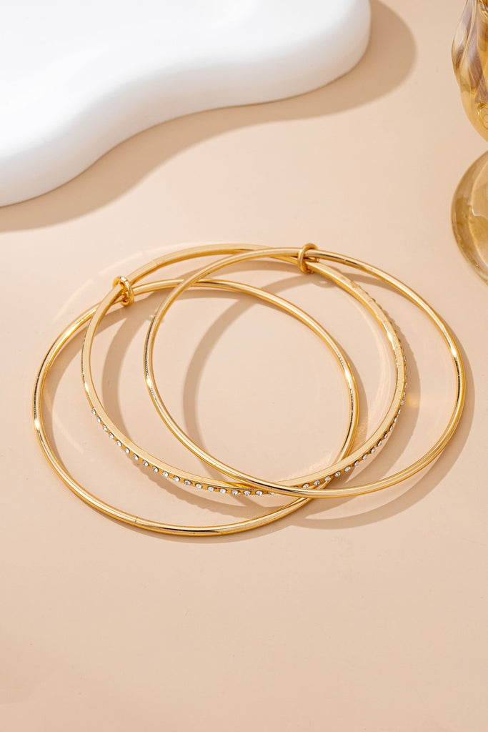 Gold & silver bangles with crystal row Bracelet | 80B1610