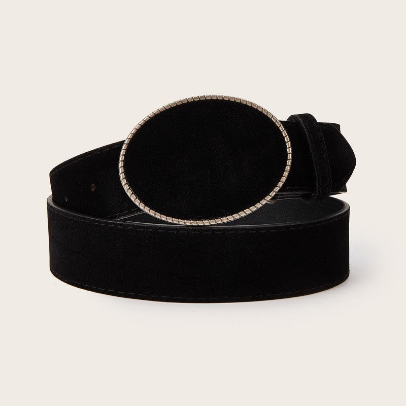 Western Oval Buckle Faux Leather & Leopard Belt | 40BT660