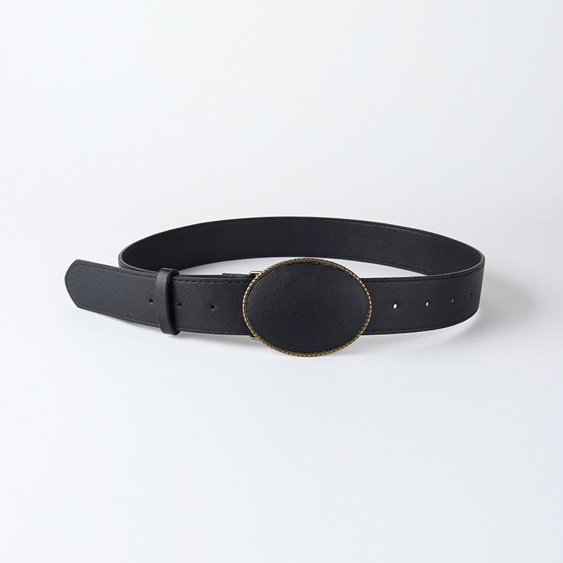 Western Oval Buckle Faux Leather & Leopard Belt | 40BT660