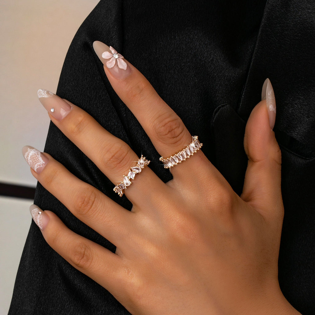 Gold TearDrop Marquise Crystal Eternity Ring | 80R161