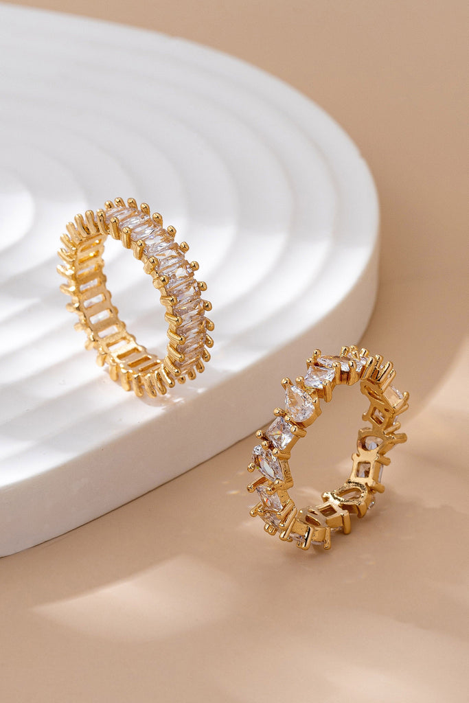 Gold TearDrop Marquise Crystal Eternity Ring | 80R161