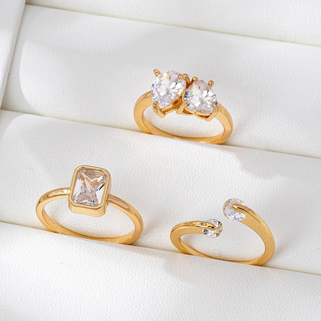 Gold Minimal Crystal Solitaire Bridal Ring | 80R165