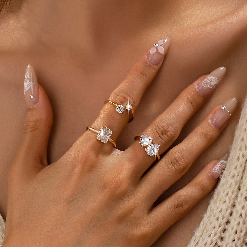 Gold Minimal Crystal Solitaire Bridal Ring | 80R165